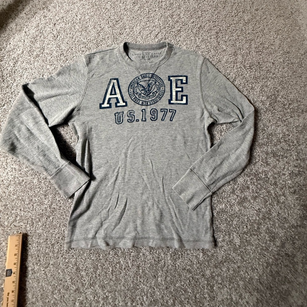 Vintage 90s American Eagle Gray Long Sleeve Shirt Size M